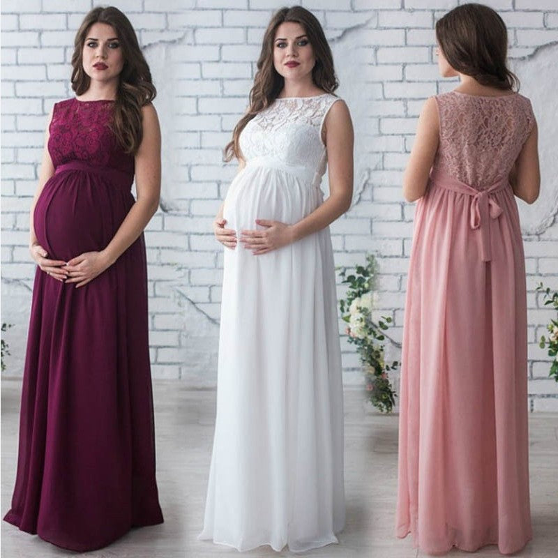 Lace Maternity Dress Sleeveless | Elegant Pregnancy Photoshoot Gown