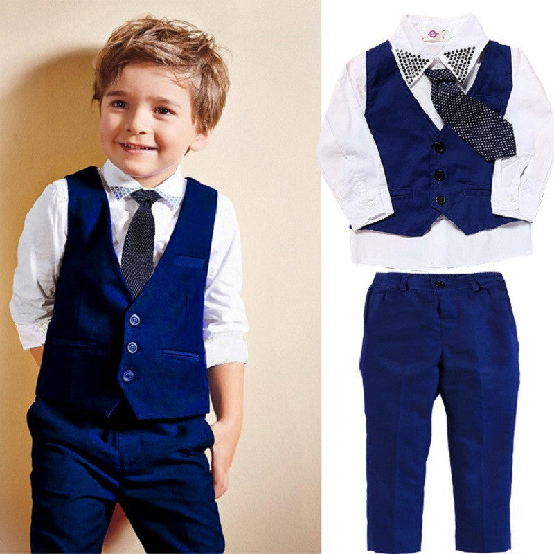 Boys Formal Suit Set | 4-Piece Casual Outfit with Vest & Tie