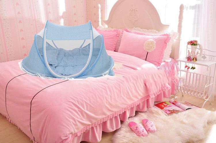 Foldable Baby Bed Net | Mosquito Net With Mattress And Pillow
