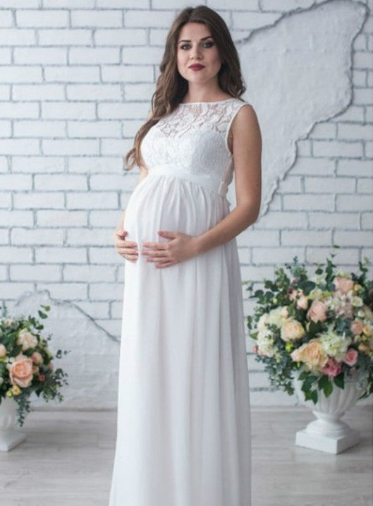 Lace Maternity Dress Sleeveless | Elegant Pregnancy Photoshoot Gown