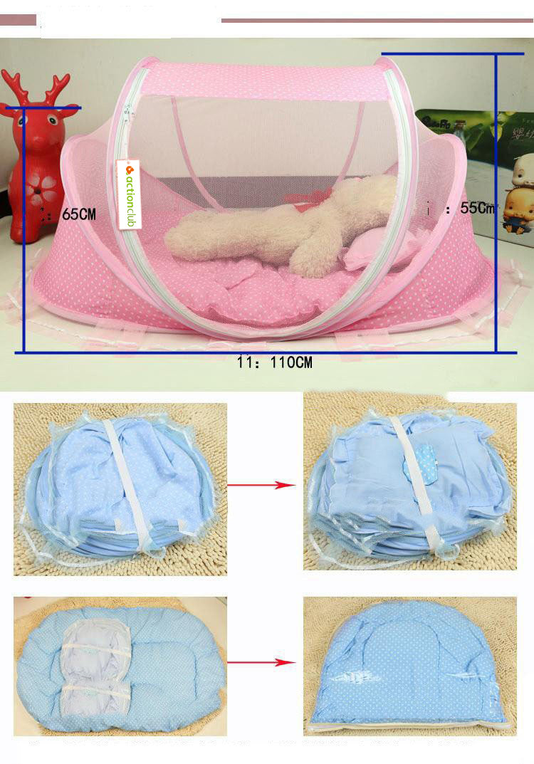 Foldable Baby Bed Net | Mosquito Net With Mattress And Pillow