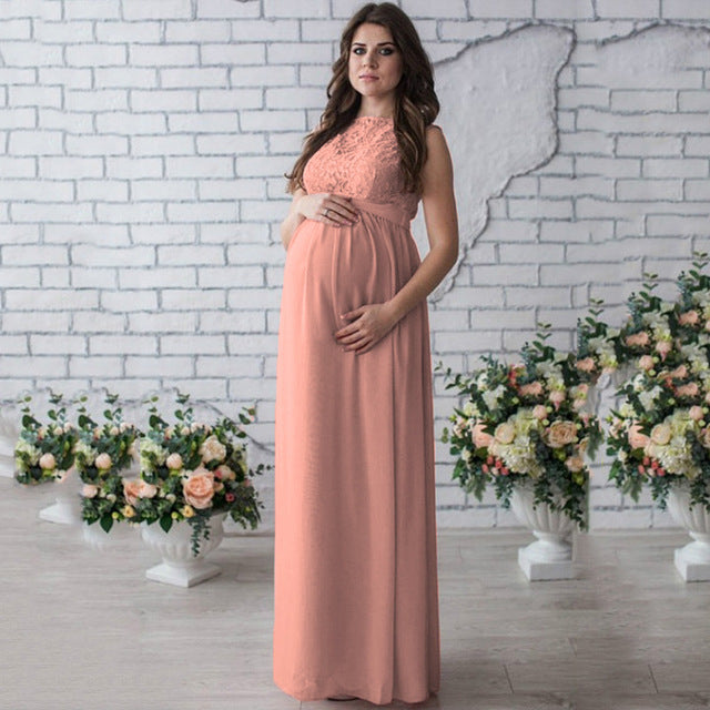 Lace Maternity Dress Sleeveless | Elegant Pregnancy Photoshoot Gown