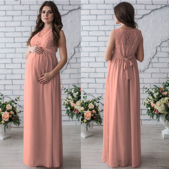 Lace Maternity Dress Sleeveless | Elegant Pregnancy Photoshoot Gown