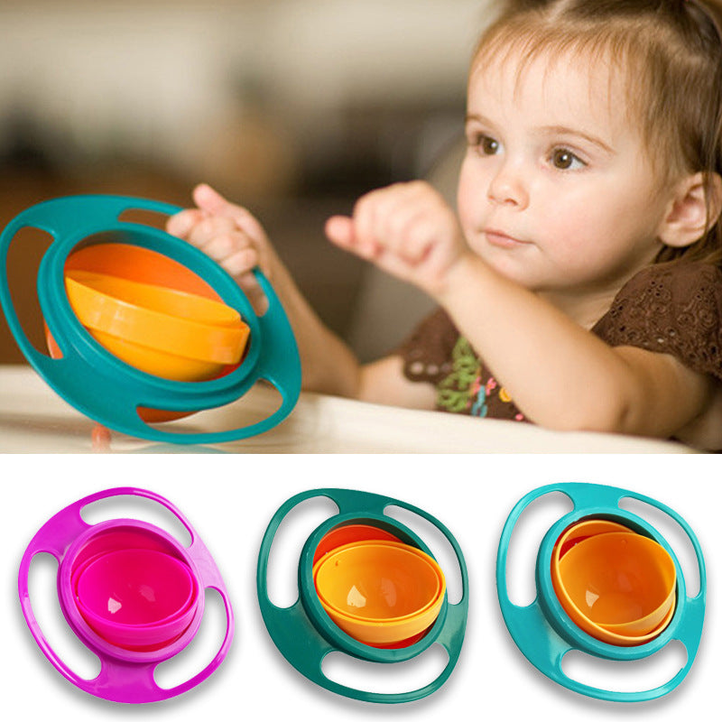 360° Rotating Anti-Spill Baby Balance Bowl - Gyroscopic Design for Mess-Free Feeding