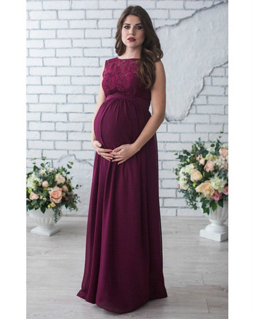 Lace Maternity Dress Sleeveless | Elegant Pregnancy Photoshoot Gown